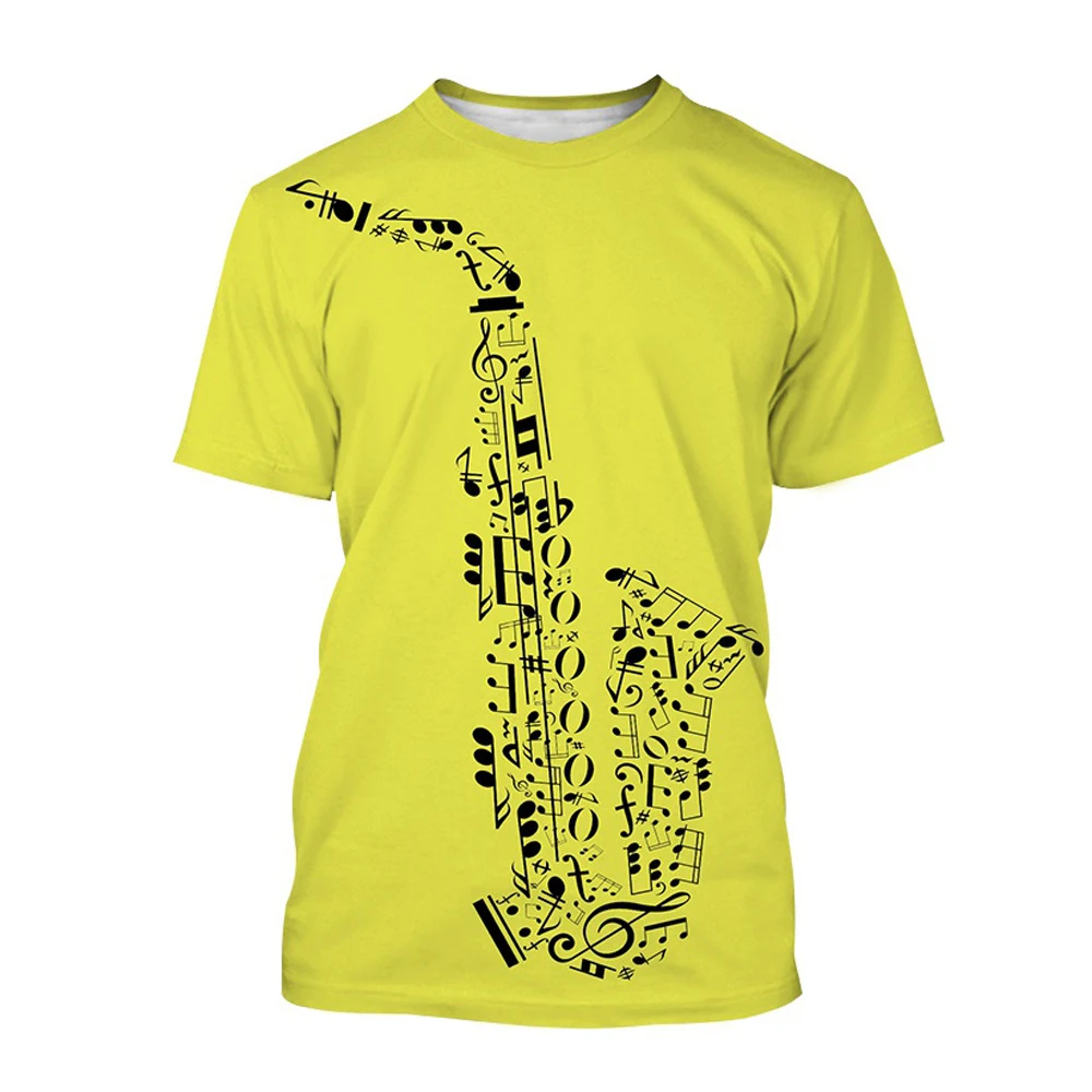 Camiseta masculina fashion 3D instrumento musical manga curta digital, design moderno e fresco, ideal para amantes da música. — foto 5