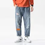 Calças Jeans Perfuradas Urban Men's Wear Outono 2023 para Homens. Jeans Estilo Social, Conforto e Elegância na Moda Masculina. — foto 1