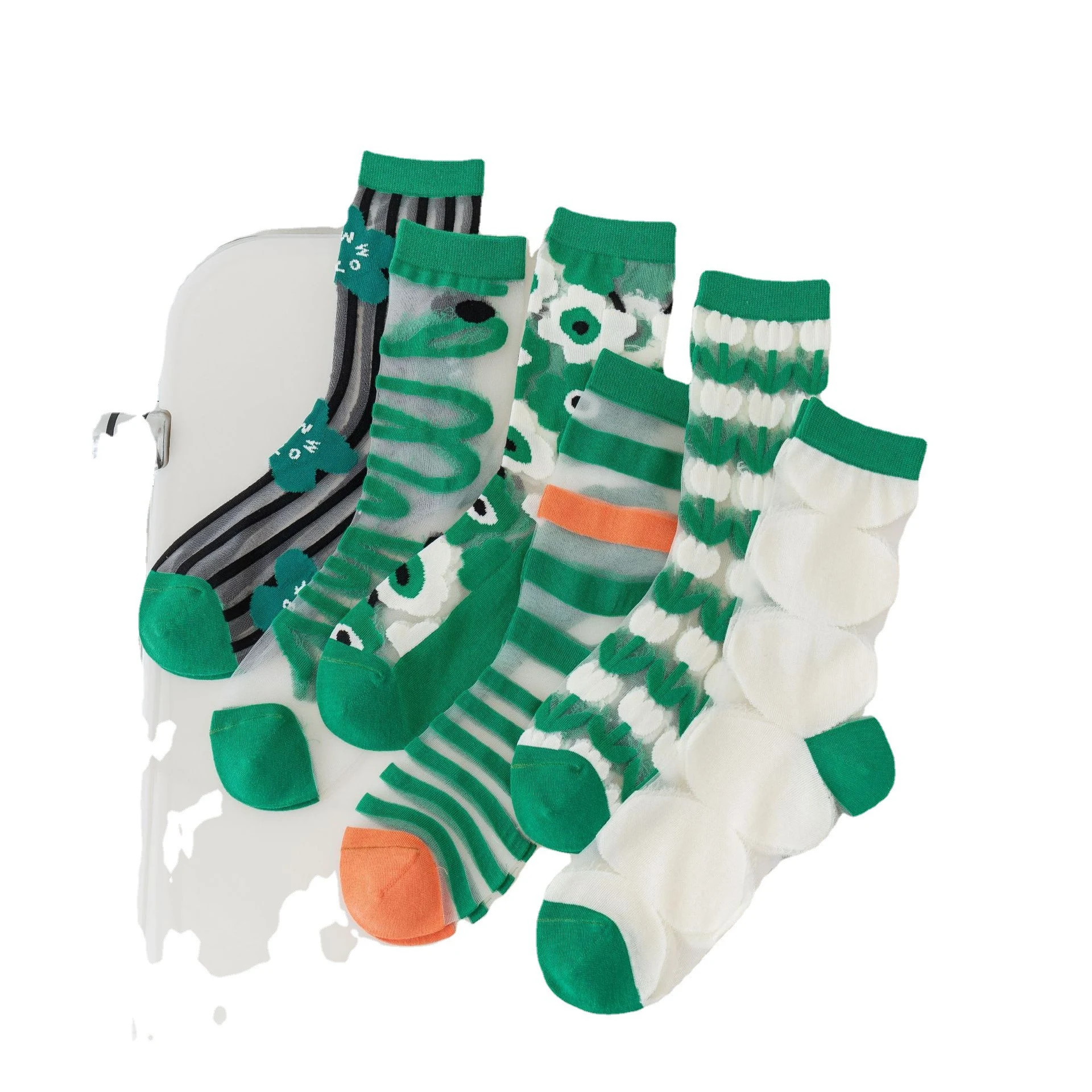 Title 6, Womens Mid Tube Socks Trendy Green Breathable