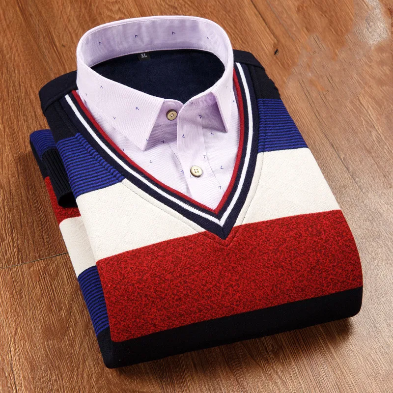 Title 6, Mens thickened fake two knitwear, providing wa...