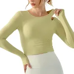 Dames yoga top met lange mouwen, borstkussens en slanke pasvorm. Geschikt voor hardlopen, aerobics en training. Comfortabel en functioneel. — foto 16