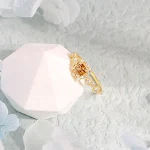 Conjunto de colar e anel de zircônia marrom dourado luxuoso. Prata dourada, design elegante e sofisticado. Perfeito para presentes especiais. — foto 4