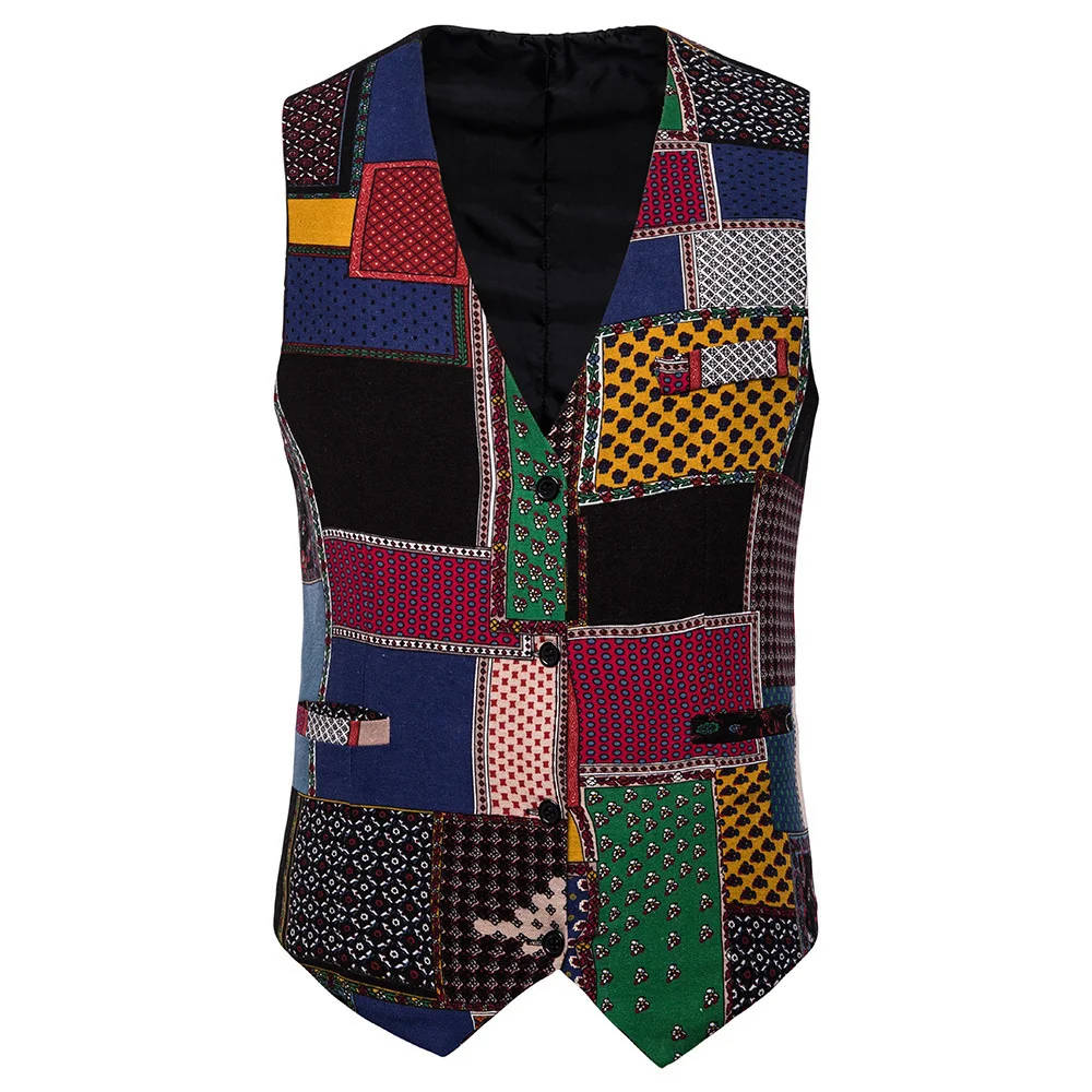 Title 2, Colete casual masculino com estampa étnica, con...