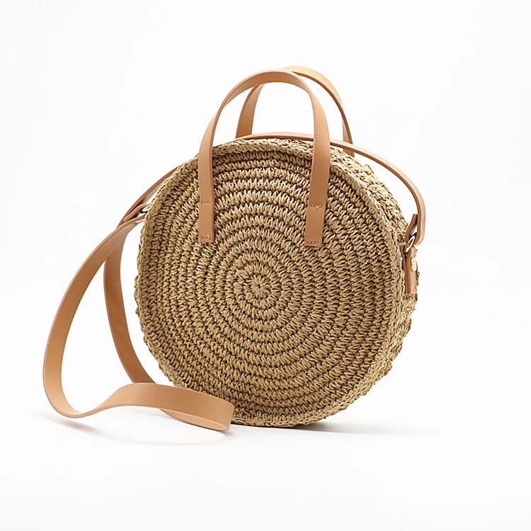 New Round Portable Straw Woven Bag, Shoulder Bag, Hand-Woven Wholesale — photo 5