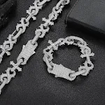Colar masculino com corrente cubana de elos e cruz de espinhos de 8 caracteres, adicione estilo e personalidade ao seu visual. — foto 10