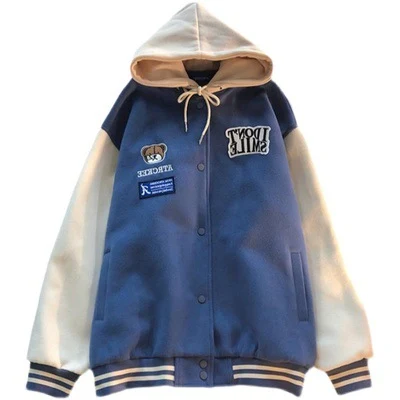 Hong Kong Style Retro Bear Hooded Jacket Loose and Chic. A comfortable and stylish jacket perfect for everyday wear, a g — photo 5