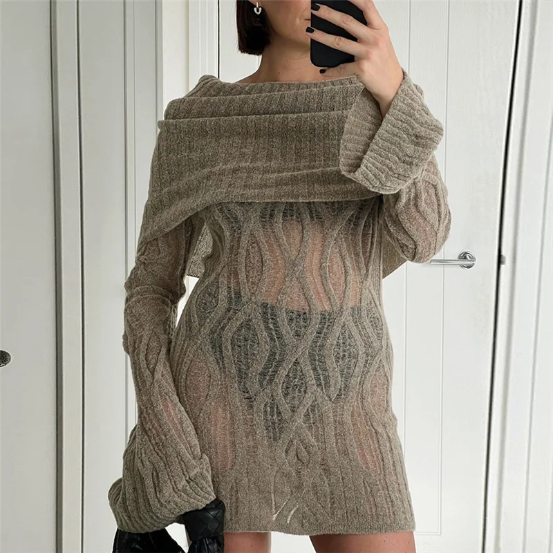 Title 17, Womens Fashion Diagonal Collar Backless See-th...