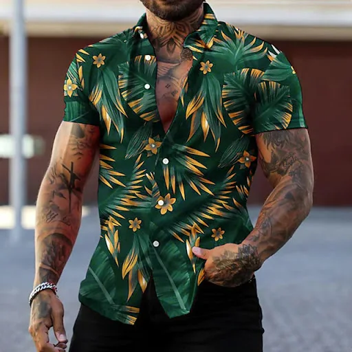 Title 8, Mens Fashion Leaf Printed Shirt, a stylish and...