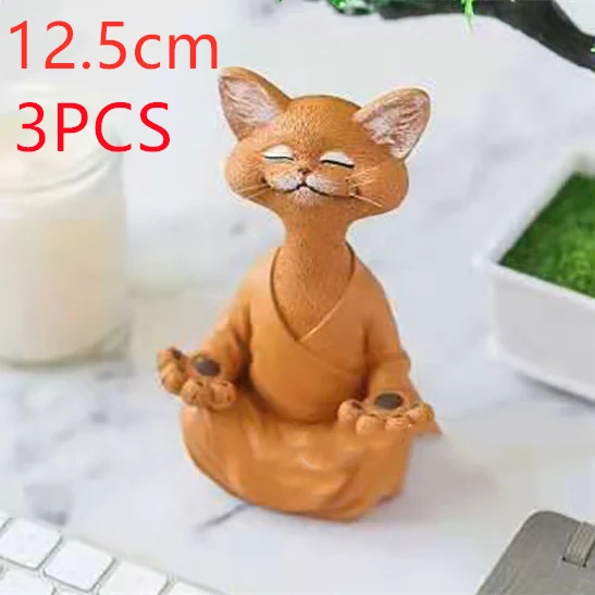 Enfeite de resina de gato preto meditando. Decoração zen para casa, promove relaxamento e tranquilidade, ideal para meditação e bem-estar. — foto 7