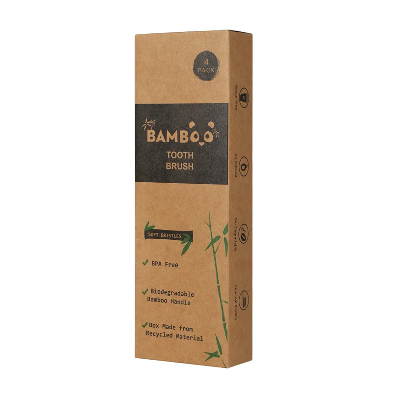 4 PCs Environmental Protection Bamboo Toothbrush Natural dental care for a healthier smile and a greener planet. Eco-fri — photo 1
