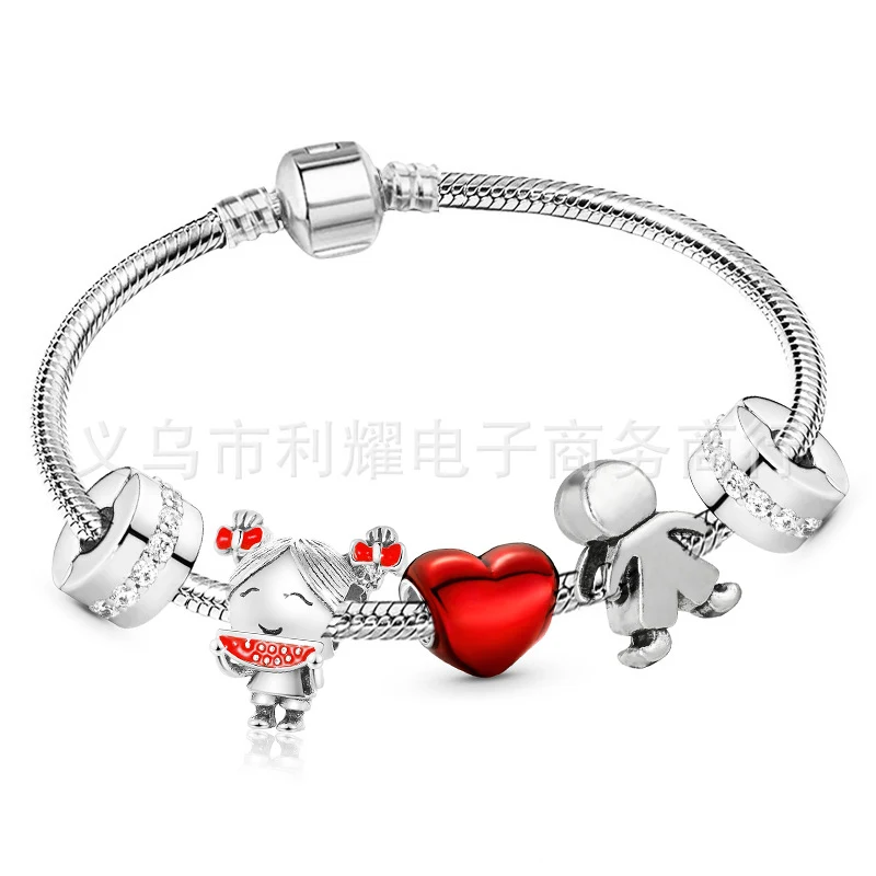 Enfeite de pulseira "Love You" vermelho com coração dourado, novo estilo. Presente criativo para expressar amor com elegância e carinho. — foto 26