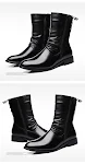 Botas de Couro Pontudas Masculinas Estilo Britânico Coreano Sapatos de Couro Cano Alto Até o Meio da Panturrilha Conforto e Elegância — foto 5