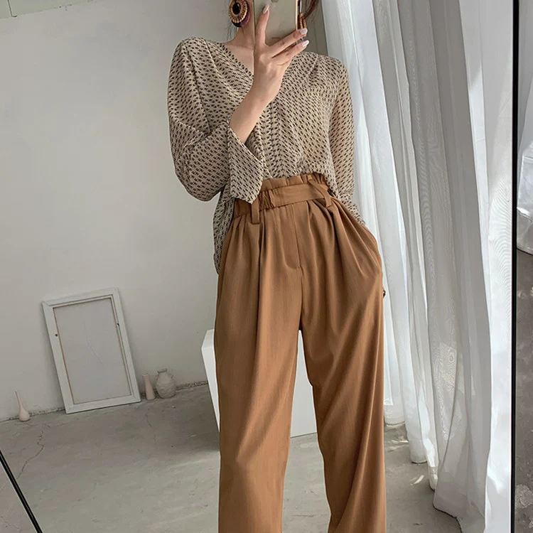 Women's Split Long Sleeve Printed Chiffon Shirt, fashionable retro elegant versatile top. Perfect for any occasion, a st — photo 3