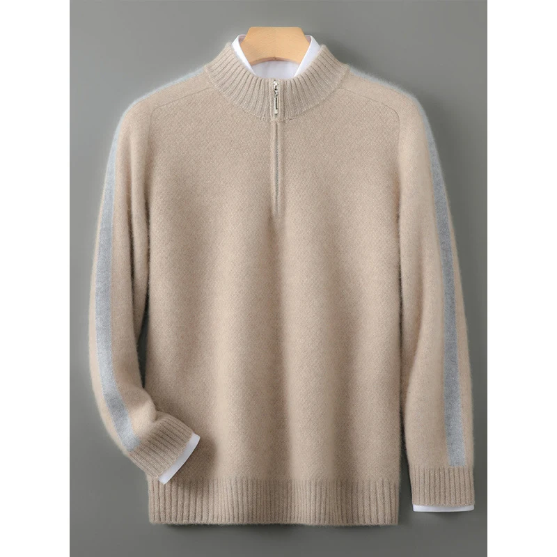 Sheep Wool Sweater with half-height Zip and round neck. Warm knitted sweater, ideal for everyday use. Provides superior — photo 4