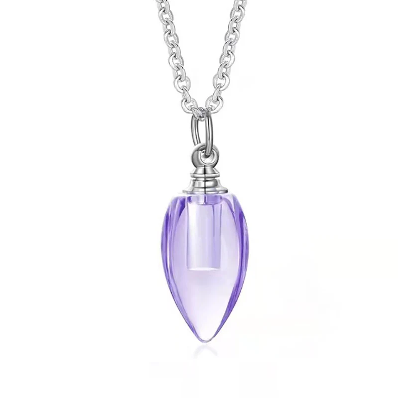 Colar com pingente de pétala de cristal feminino Joia da moda Elegância e brilho Presente ideal Design floral Charmoso e delicado Acessório feminino — foto 2