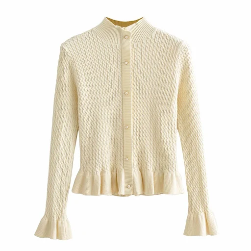 Title 9, Short Style Small Twist Knit Cardigan Sweater Lady