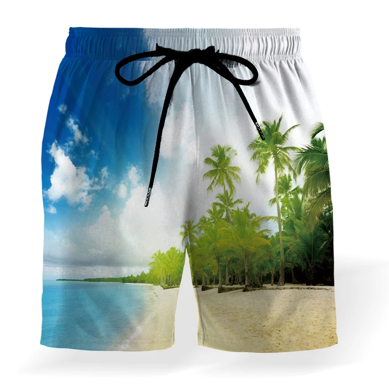 Kokosprint strandshorts met elastische tailleband en trekkoord, losse pasvorm voor ultiem comfort en stijl op het strand. — foto 6
