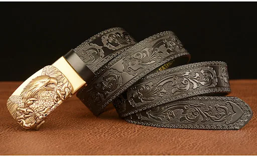 Title 5, Mens Personalized Carved Eagle Automatic Buckl...