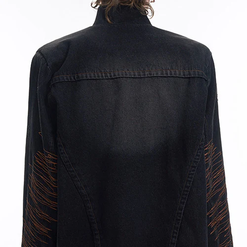 Hand-painted Snake Pattern Denim Coat for Men, a bold and unique outerwear piece that helps you stand out and express yo — photo 3