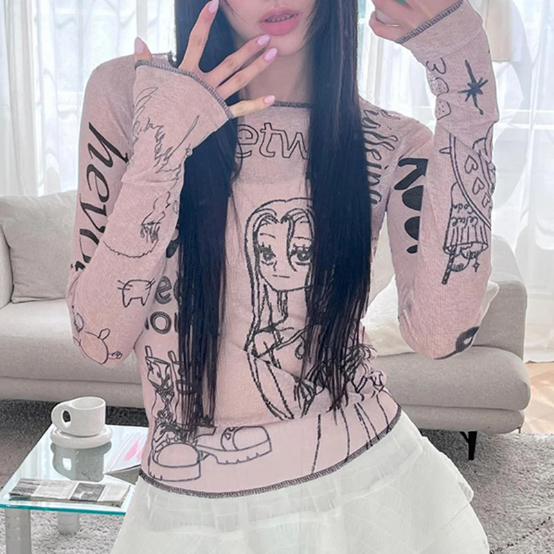 Title 4, Girls Dopamine Wear Cartoon Print Slim Fit Sli...