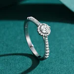 Anel feminino de prata esterlina S925 redondo, elegante e charmoso. Ideal para presentear ou usar diariamente, destaque seu visual. — foto 12