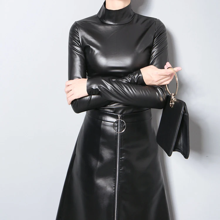 Title 4, Womens high collar leather jacket