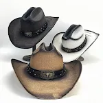 Retro Cowboy Hat Cow Head Belt Decoration. Elevate your style with this unique hat. Perfect for adding a vintage touch — photo 7