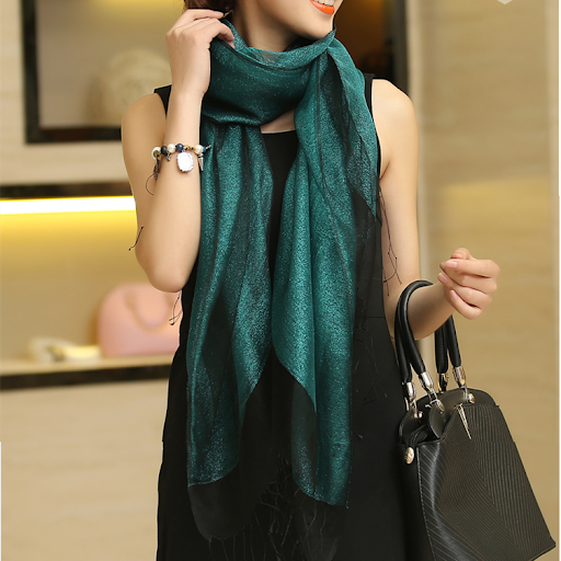 Title 14, Womens Solid Double Organza Fringe Scarf Shawl