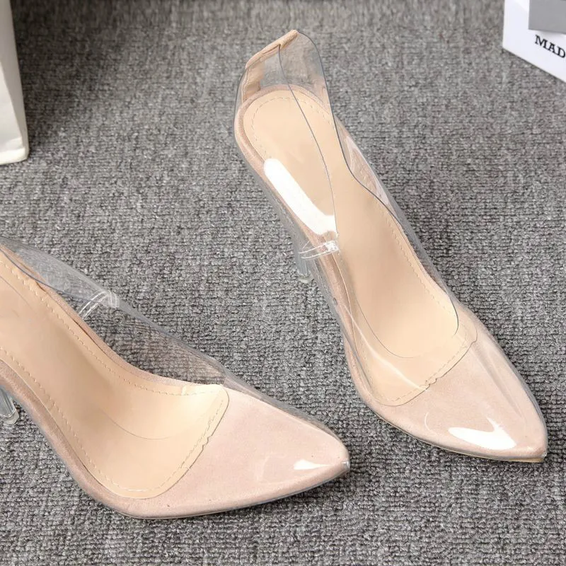Title 14, Womens Transparent Pumps Pointed Low-cut Stile...