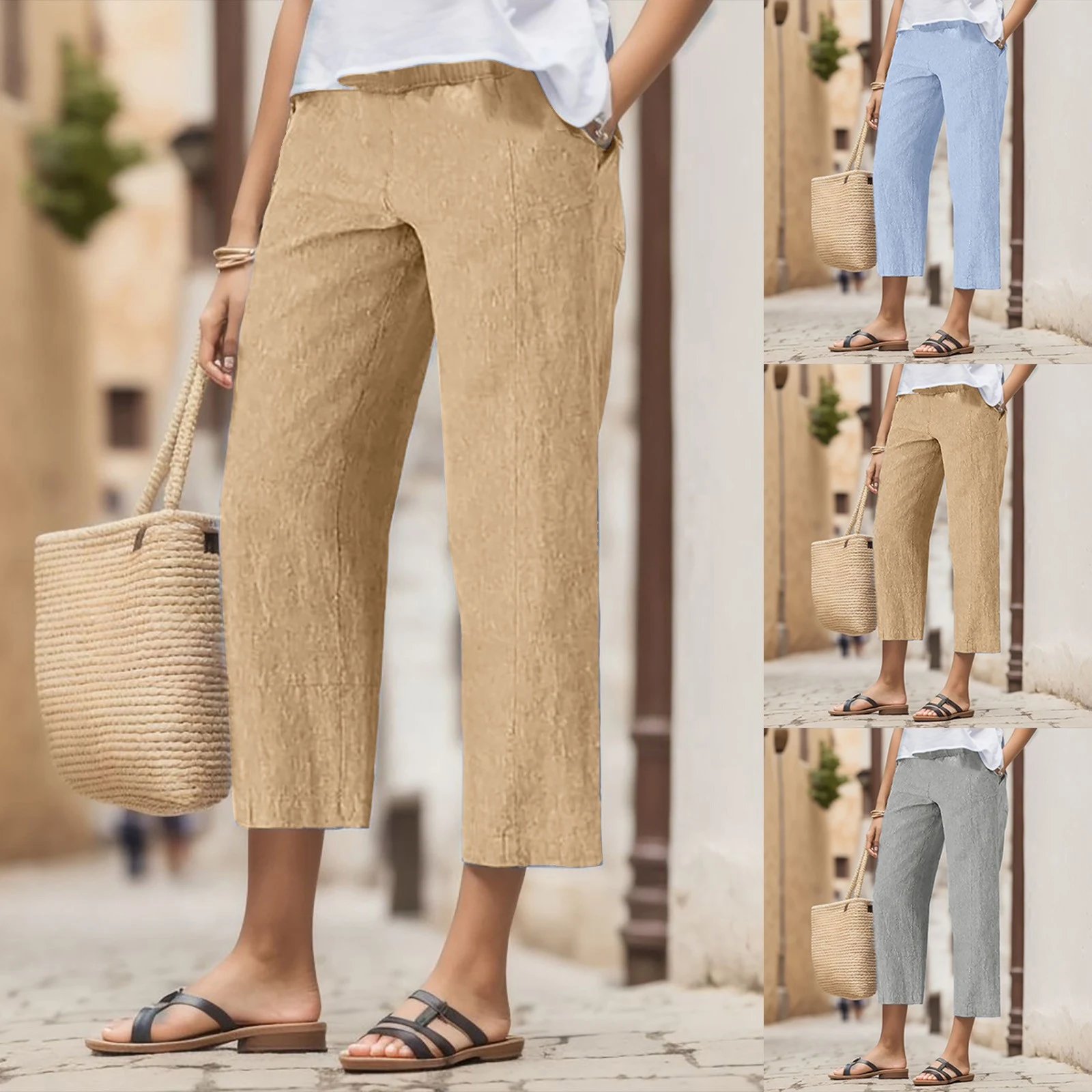 Title 4, Effen Kleur Harembroek met Hoge Taille, casual ...