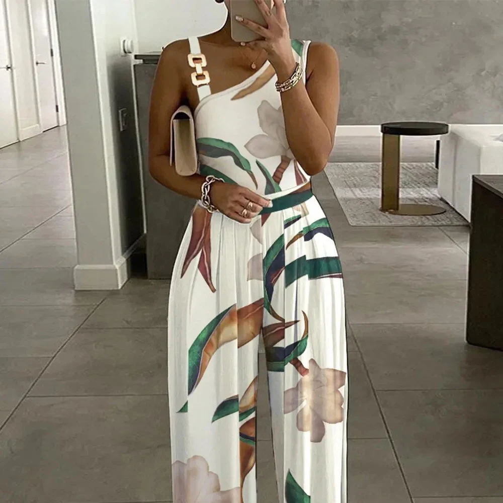 Title 6, Dames bedrukte mouwloze jumpsuit met hoge taill...