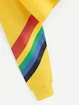 Felpa con cappuccio a righe arcobaleno da donna, una comoda e versatile maglietta, perfetta per un look casual e colorato, ideale per ogni giorno. — foto 1