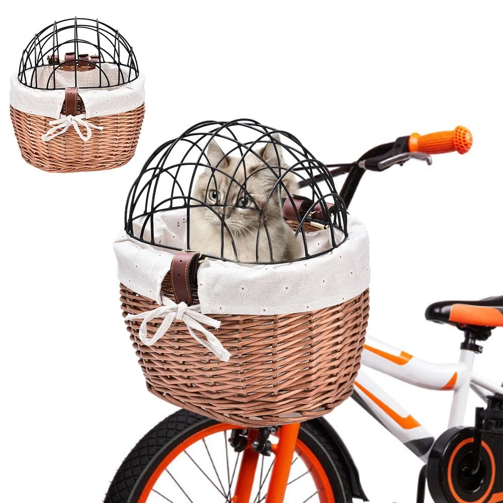 Title 1, Pet Bicycle Basket with Iron Frame and Handmade...