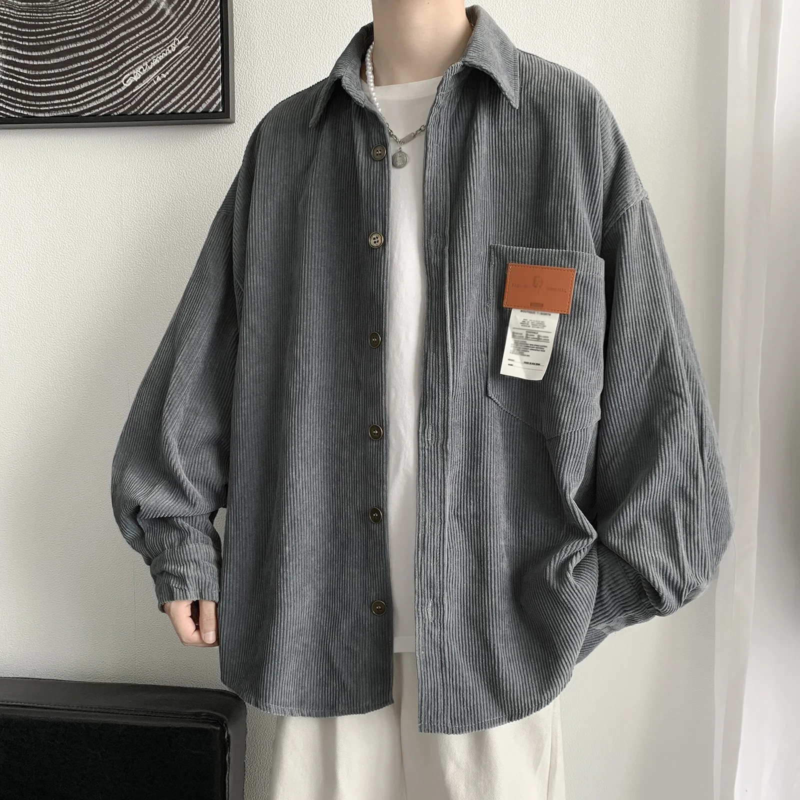 Men's Fashion Casual Loose Corduroy Coat Top Comfortable and stylish corduroy coat top Versatile design for everyday wea — photo 4
