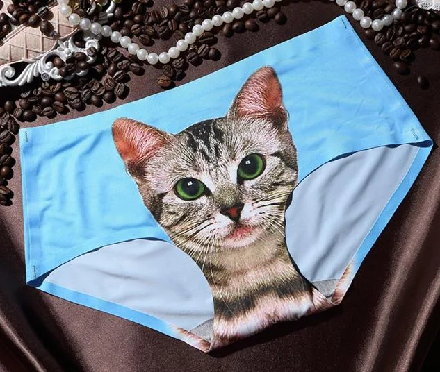 Kadın 3D Baskılı Pussycat Külot, Dikişsiz İç Çamaşırı, Anti-Boş Kedi Baskılı, Seksi Kadın Külot, Kontrol. — Fotoğraf 3