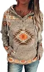 Sudadera con capucha con botones marrones y estampado abstracto de naturaleza animal retro — foto 4