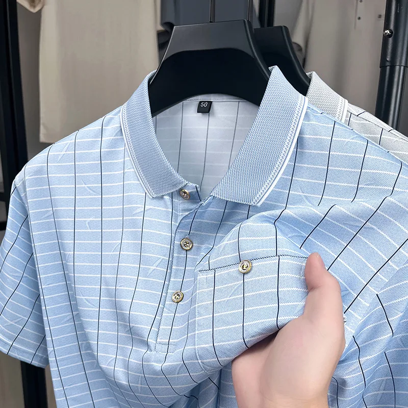 Roupas de verão de seda de gelo masculinas, 40-50 anos, meia-idade e idosos. Conforto e frescor para o verão, respirável e leve, ideal para climas quentes. — foto 4