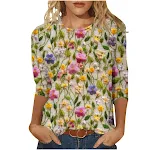 Camiseta Feminina 7/8 Manga com Estampa 3D e Gola Redonda Casual – Conforto e estilo para o dia a dia da mulher moderna. — foto 16