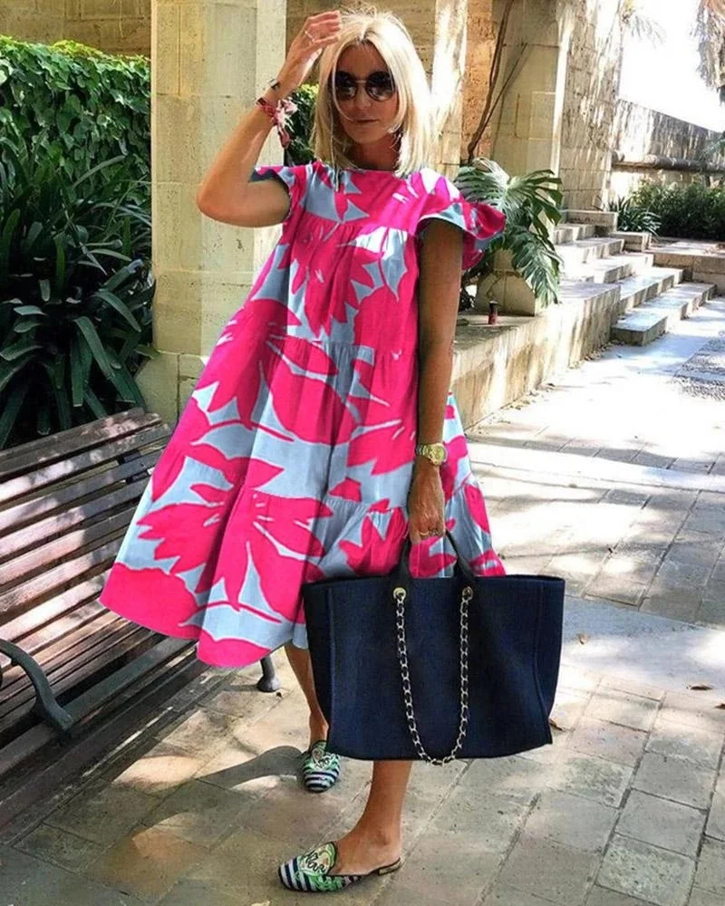 Title 8, Sweet holiday floral print A-line dress, perfec...