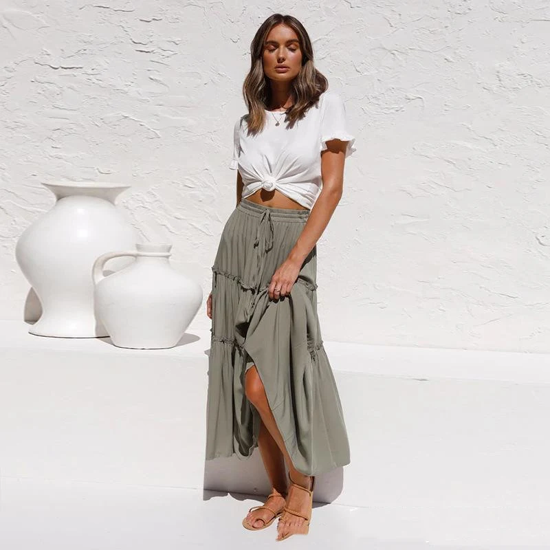 Title 5, Womens High Waist Slim Cotton And Linen Skirt....