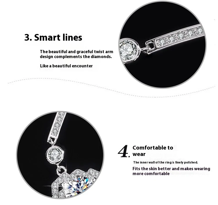 Pulseira de rosa de moissanita de prata S925. Uma joia deslumbrante e elegante para mulheres. Presente perfeito ou acessório charmoso. — foto 7
