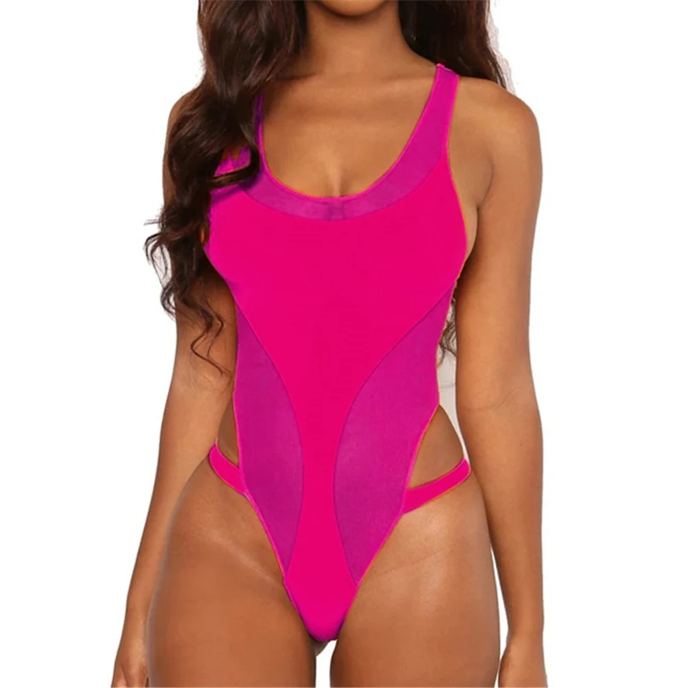 European and American solid color one-piece bikini swimsuit, perfect for beach or pool, offering style and comfort for a — photo 2