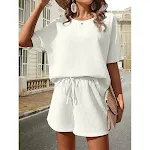 Short Sleeve Suit Women's Western Style Batwing Shirt Fashion Shorts Two-piece Set — photo 8