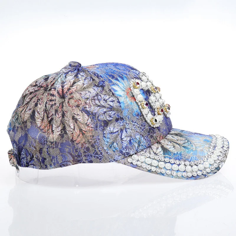 Title 15, Sequined Diamond Baseball Cap with Letter Desig...