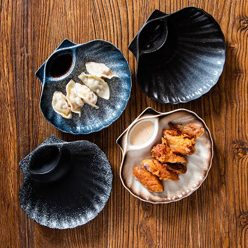 Title 3, Creative Shell Dinner Plate With Vinegar Dish. ...