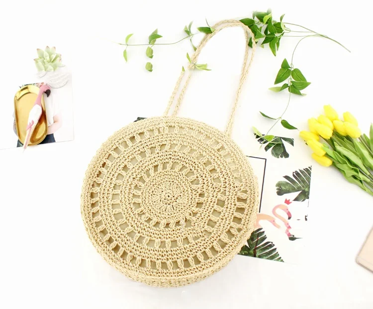 Bolsa Feminina Casual de Ombro, Tecida com Flores de Papel para Praia, Leve e Charmosa, Perfeita para o Verão, Ampla e Estilosa. — foto 10