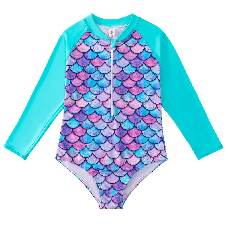 Mermaid Swimsuit Children's One-piece Swimsuit Long Sleeve & Girls' Hot Spring Scale Girls' Swimsuit — photo 3