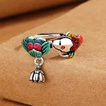 Anel Ajustável Flor de Carpa Estilo Étnico Personalizado Joia Única Presente Perfeito Design Oriental Exclusivo Para Ela — foto 12
