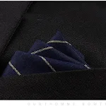 Terno masculino de algodão listrado com bolsos e lenço quadrado, perfeito para diversas ocasiões, oferecendo conforto, estilo e elegância. — foto 6