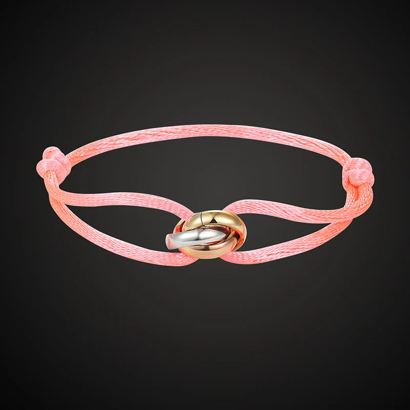 Pulseira fashion simples para casais com três anéis, um acessório elegante e significativo para expressar amor e união, presente ideal. — foto 5